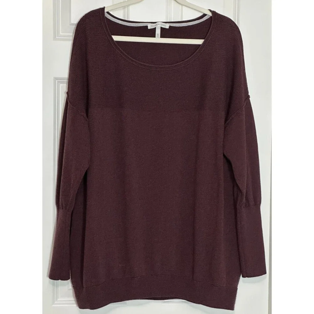 Victoria’s Secret Cashmere Blend Oversized Sweater XL Burgundy Y2K Cozy Soft - Picture 1 of 8